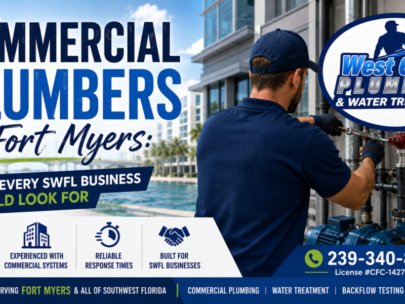 Commercial plumbers in Fort Myers, what every SWFL business should look for, from West Coast Plumbing and Water Treatment, licensed CFC-1427865, call 239-340-8224
