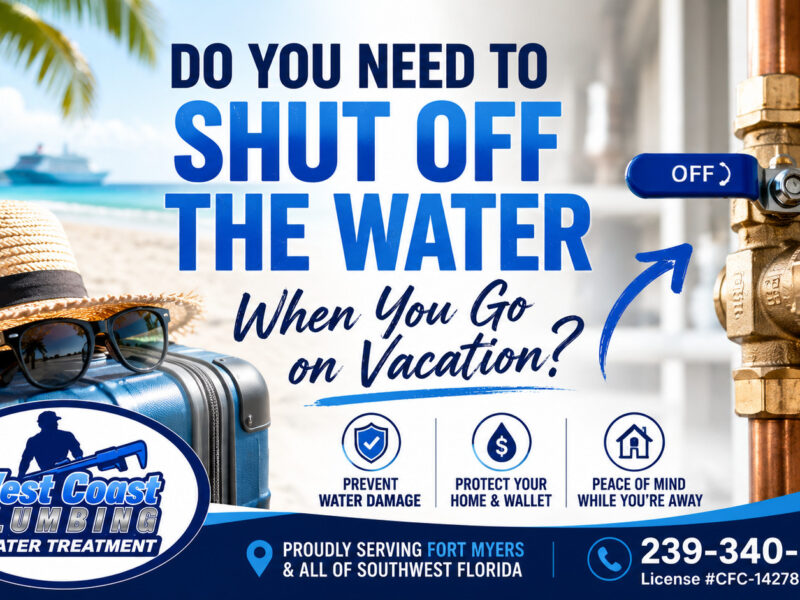 Do you need to shut off the water when you go on vacation, from West Coast Plumbing and Water Treatment, licensed CFC-1427865, call 239-340-8224